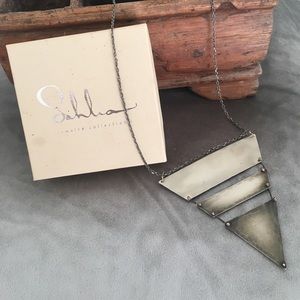 Sahlia handmade geometric statement necklace.